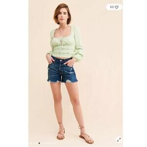 We The Free Makai Cut Off Shorts SZ 24 Distressed Button Fly Denim